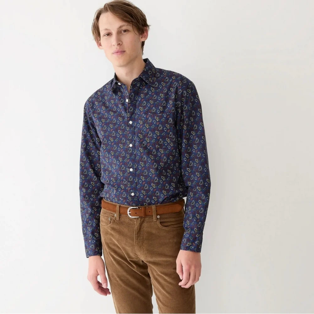 J.CREW Vintage twill shirt in Khalia Navy Blue Paisley Men's LG. BNWT SO $90